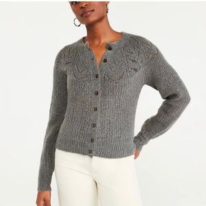 Ann Taylor Gray Pointelle Cardigan Size Small NWT